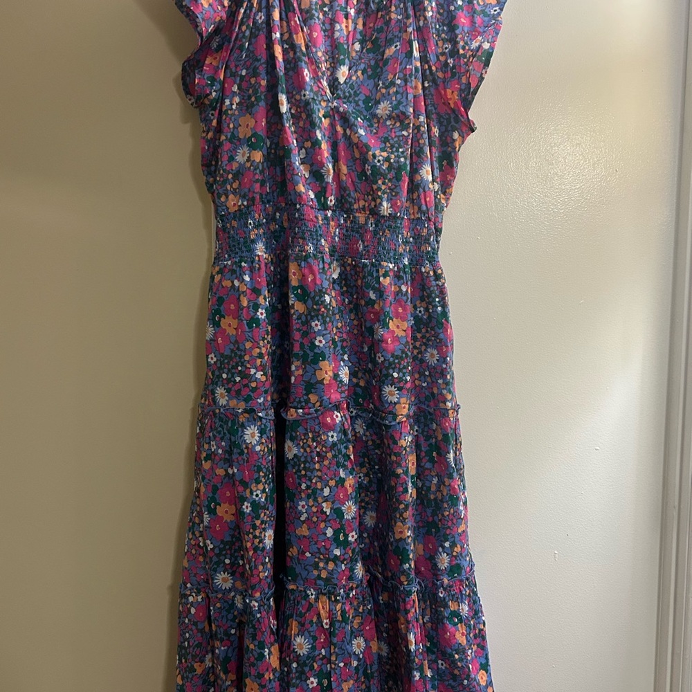 Gorgeous Rails Lightweight Floral Dress - with Cap Sleeves and Cinched Waist